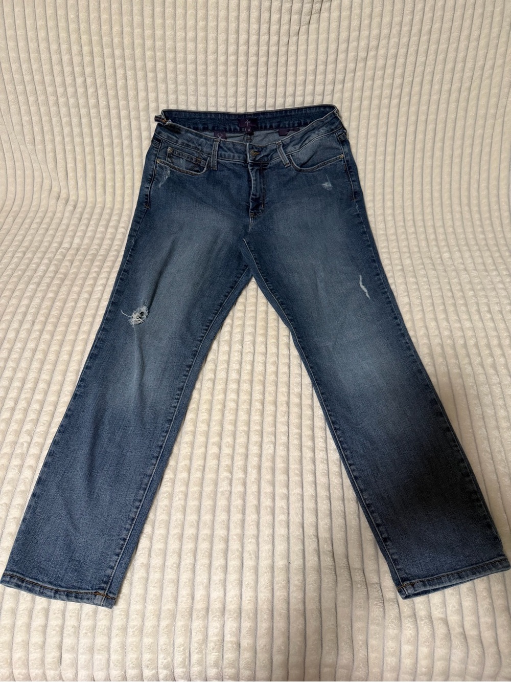 NYDJ Women's Relaxed Indigo Distressed Jeans